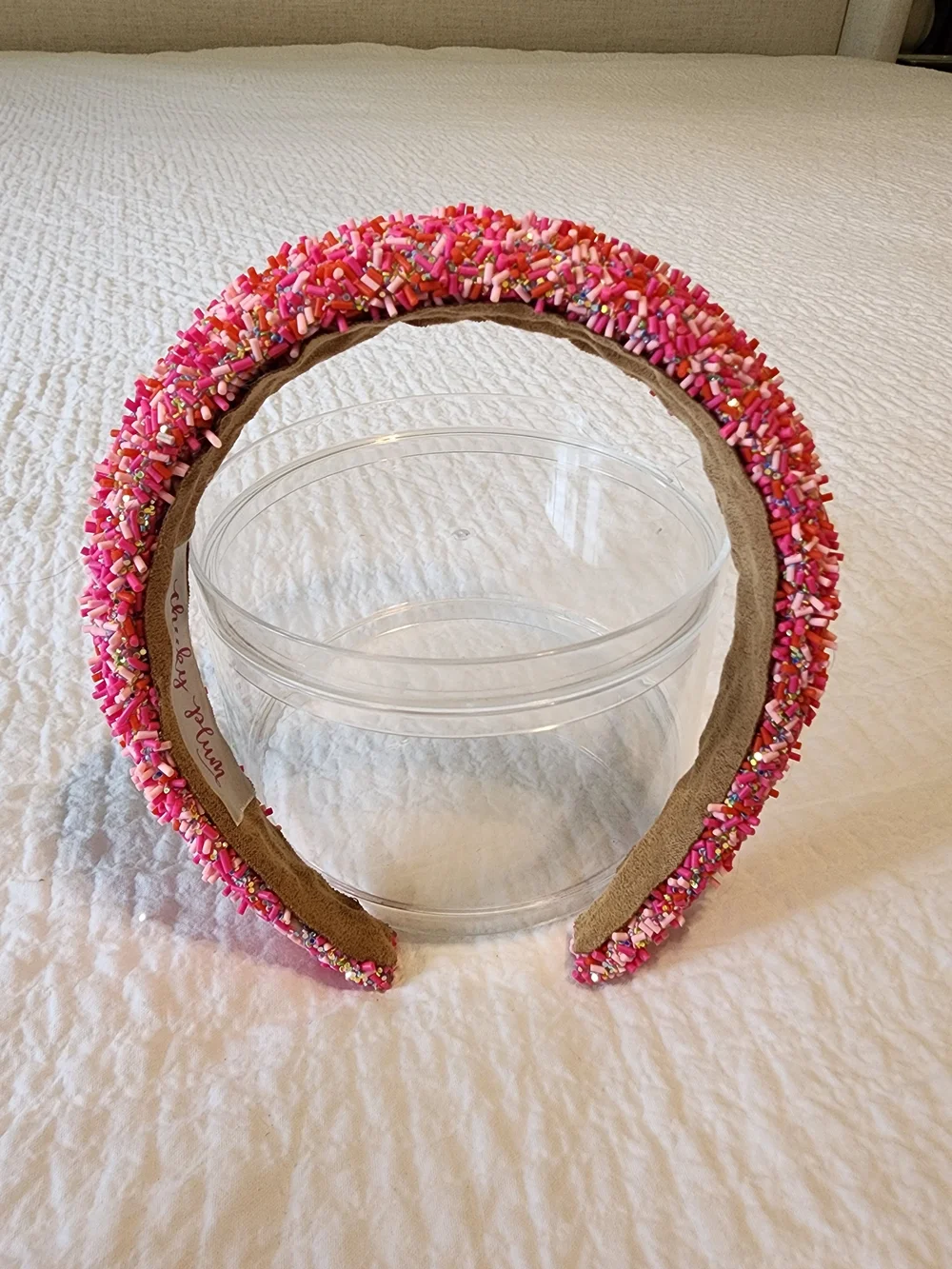 cheeky plum Pink Beaded Kids Headband with Multicolor Accent Beads